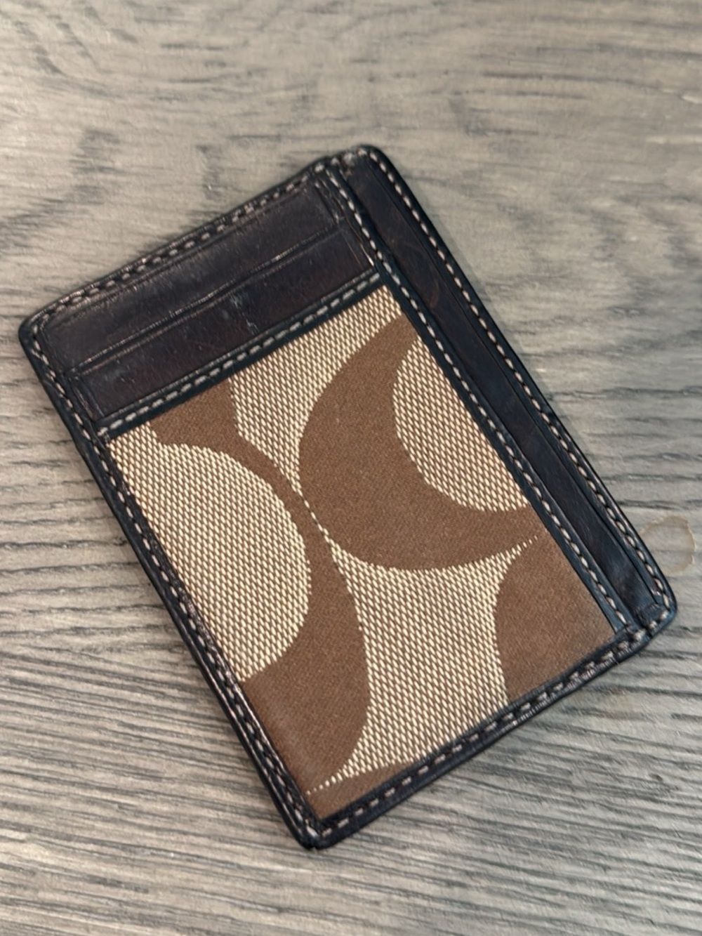 Coach Tan and Dark Brown Signature Card Holder